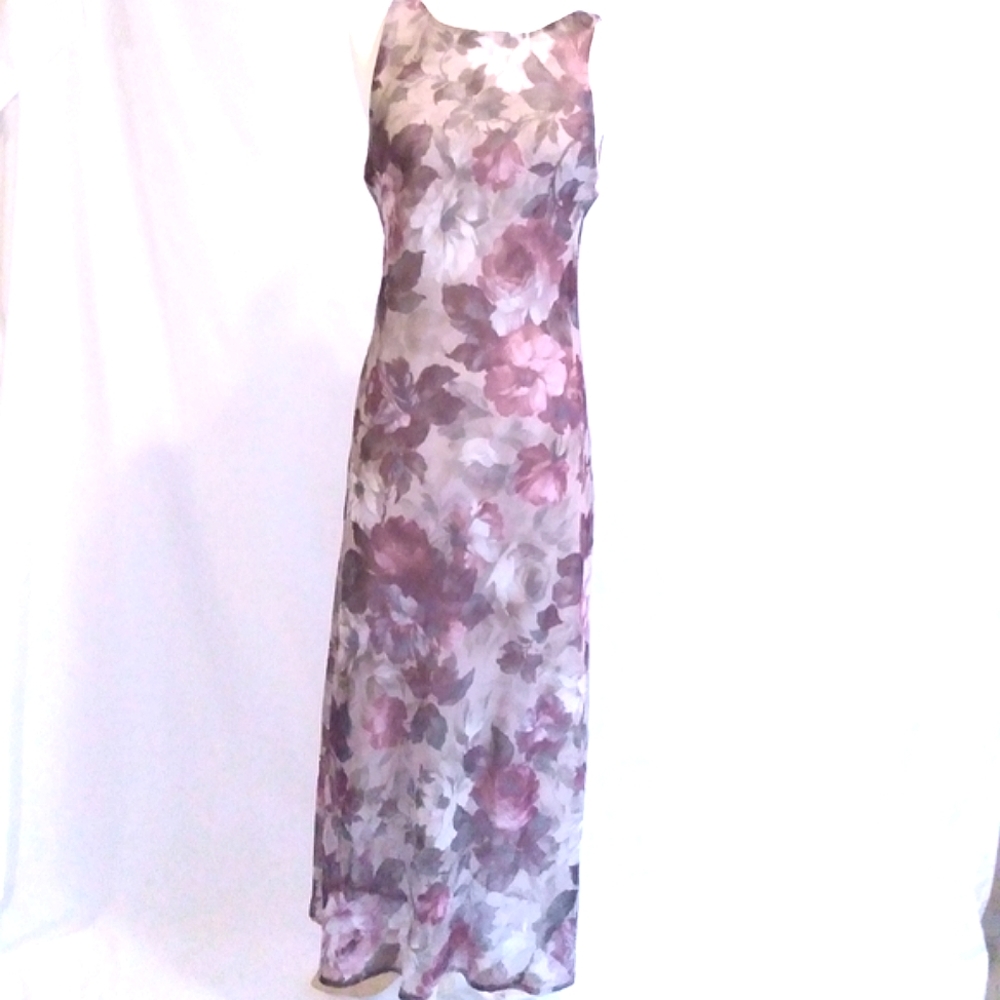 DRESSBARN floral maxi dress Size 10, burgundy